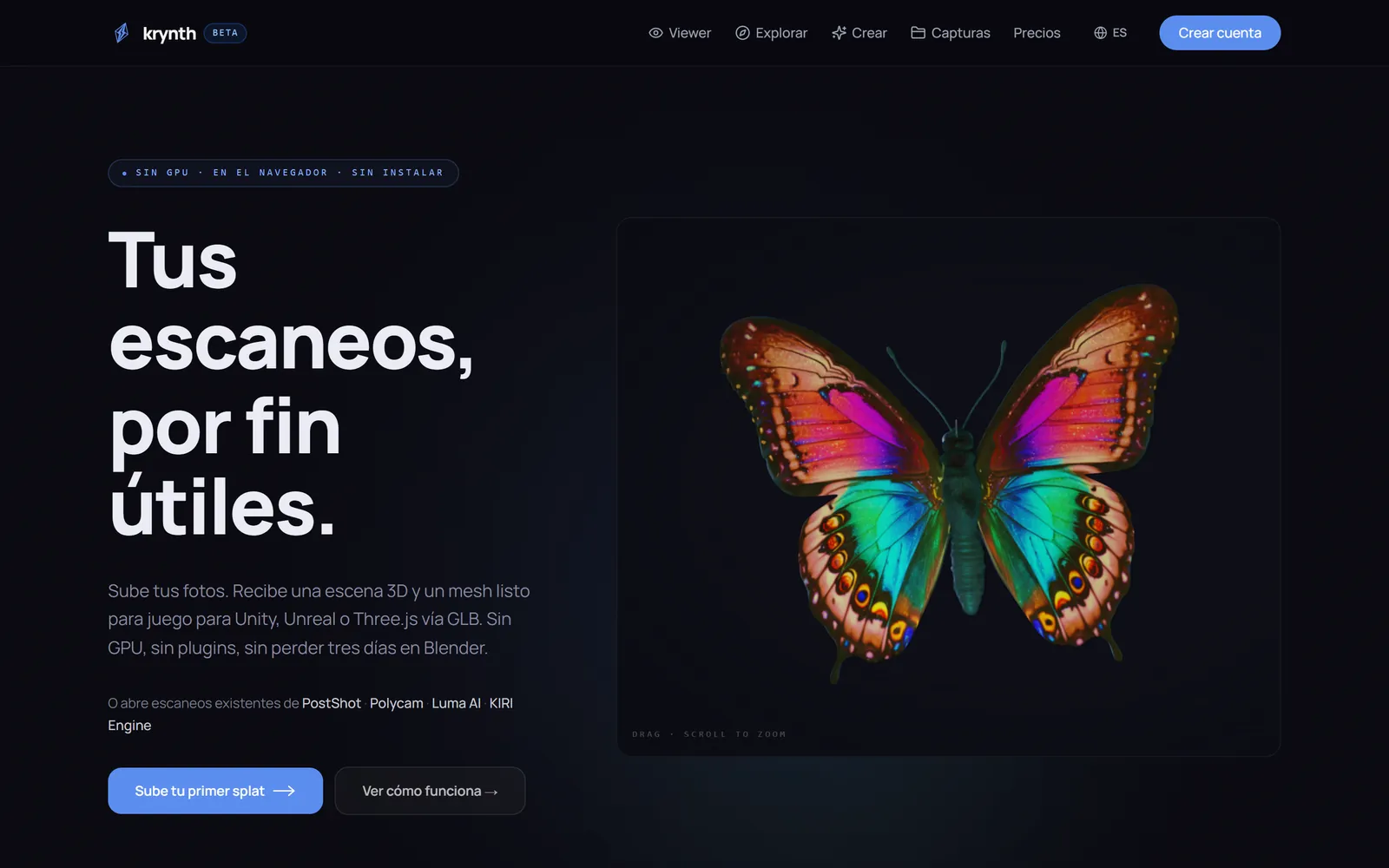 krynth.com, mi producto 3D: la página de inicio